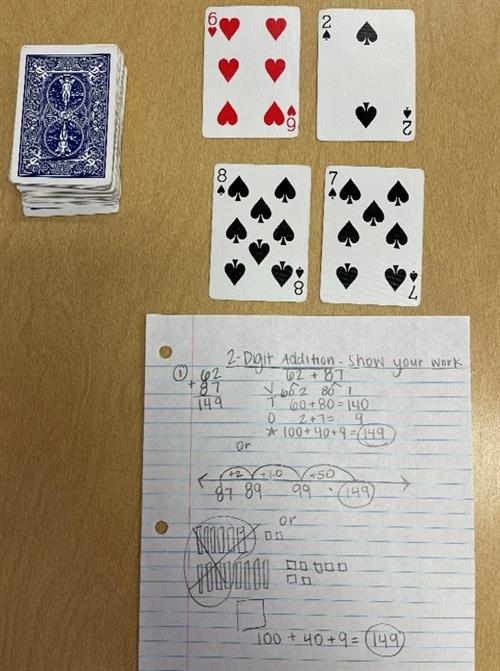 2 digit math cards example