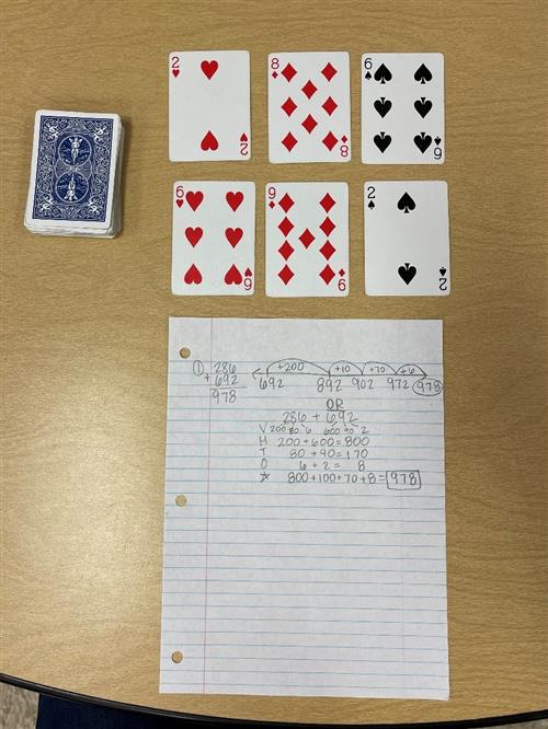 3 digit math card example