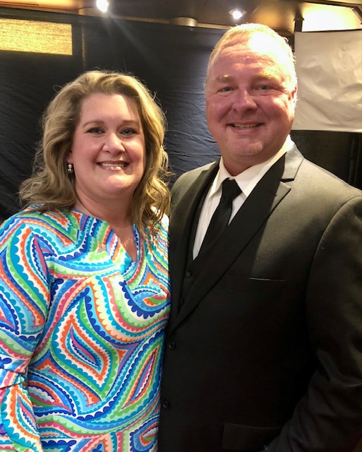 My husband, David, and me